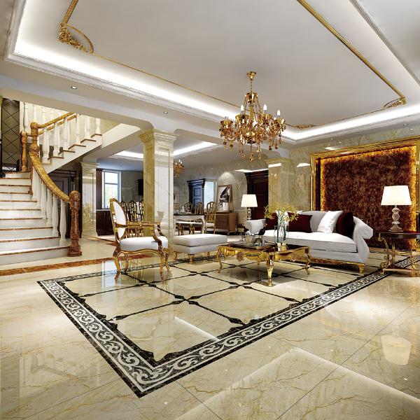 J9集团直营大理石瓷砖土耳其浅灰白KYS8089瓷砖客厅成效图