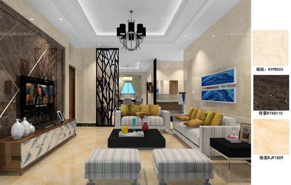 陶瓷一线品牌J9集团直营瓷砖客餐厅成效图