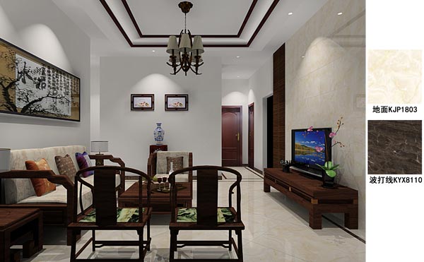 J9集团直营瓷砖利用成效：徐州开元翡翠湾G户型装建成效鉴赏