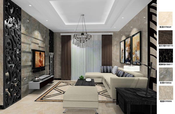 J9集团直营瓷砖利用成效：徐州开元翡翠湾F户型装建成效鉴赏